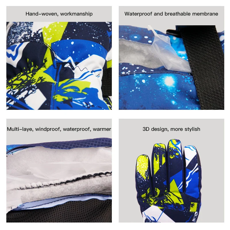 Новинка пара сенсорный экран лыжные Утепленные перчатки противоскользящие водонепроницаемые флисовые ветрозащитные теплые велосипедный двигатель сноуборд перчатки