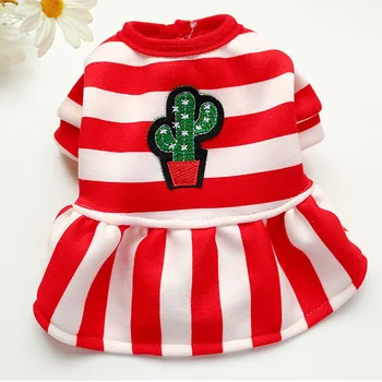 

Newest Autumn Red Stripe Dresses for Pet Dog Small Puppy Sweet Princess Style Dress Dogs Skirts Fashion Printing Chihuahua Dress