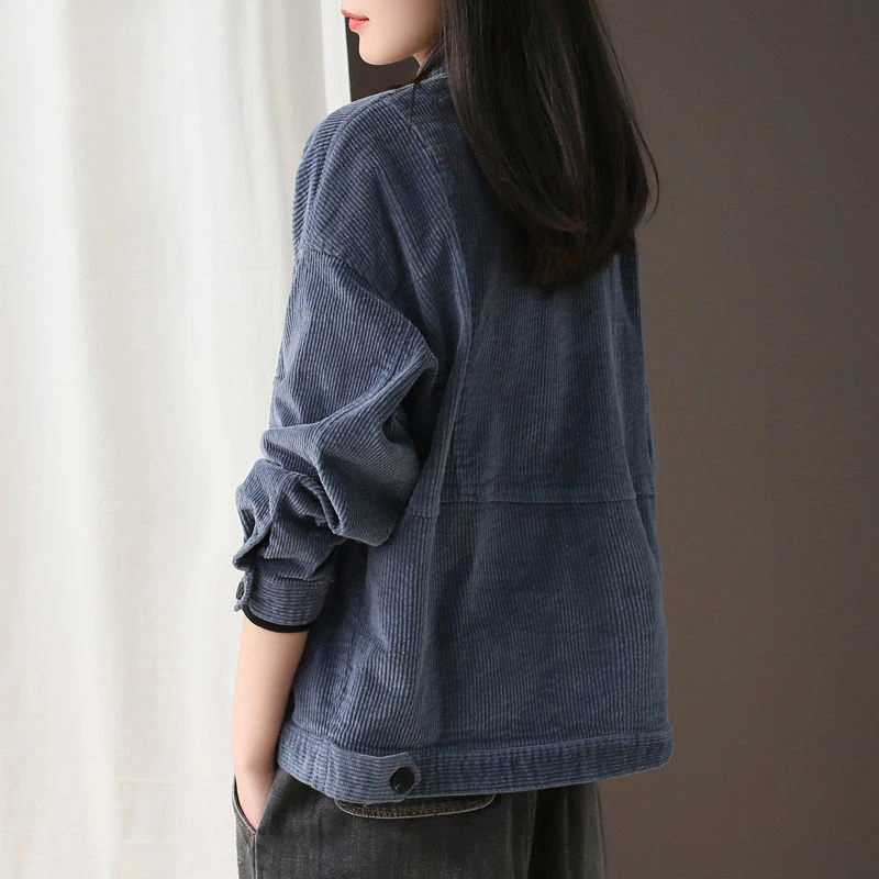 astounding New Arrival 2019 Autumn Women Single Breasted Jackets 100% Cotton Corduroy Double Pocket Vintage Ca