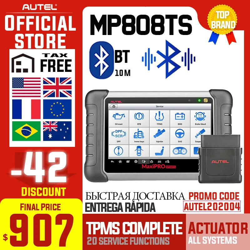 Autel MaxiPRO MP808TS диагностический инструмент Автомобильный сканер OBD2 OBD 2 все системы