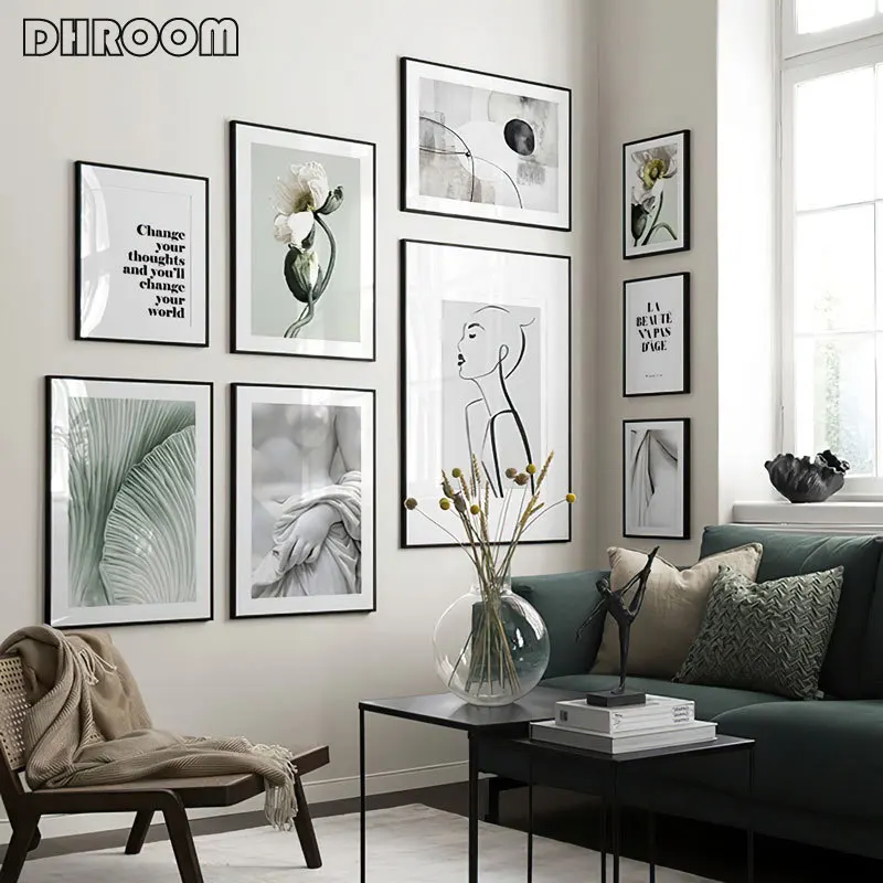 

Scandinavian Abstract Sculpture Line Character Poster Nordic Flower Plant Print Canvas Wall Art Painting Photography Picture