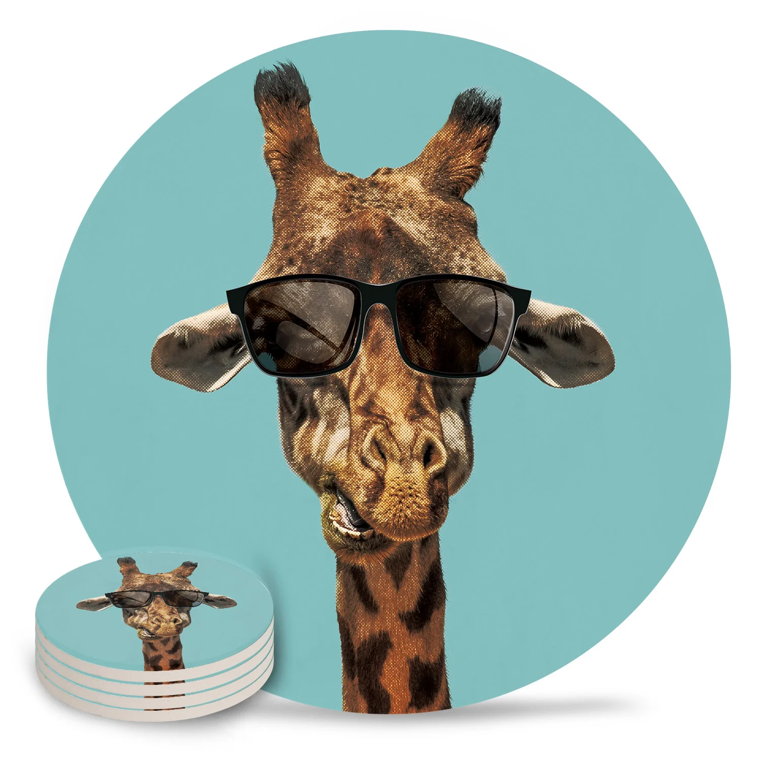Жирафы носящие солнцезащитные очки забавные керамические подставки под