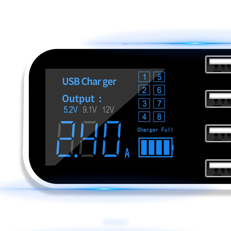 A9S 8 Port USB Charging Station With LED Voltage Current Display Multi Port Power Adapter Chager 3