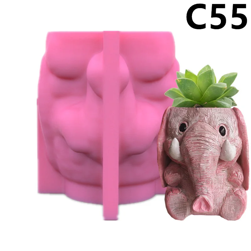 

3D Silicone Molds Sitting Elephant Silica Gel Mould Succulent Plant Pot Home Decor DIY Cactus Plaster Clay Resin Craft C55