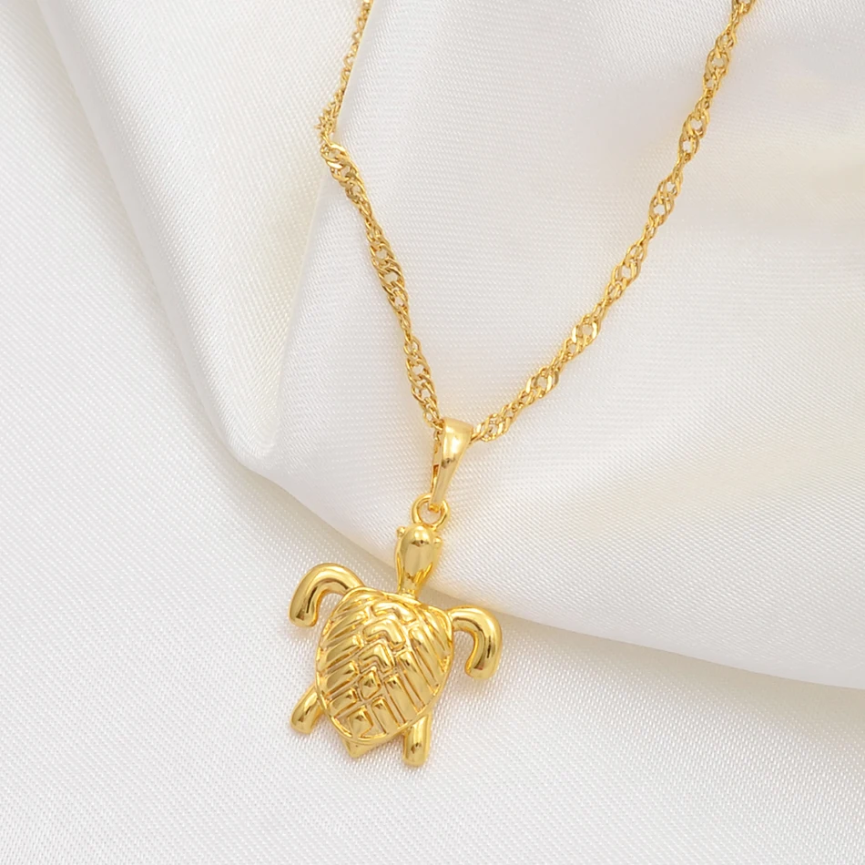 Anniyo Маленькая подвеска-Черепаха ожерелье s для женщин девушек золотого цвета ювелирные изделия Черепаха на цепочке ожерелье Подарки#068404