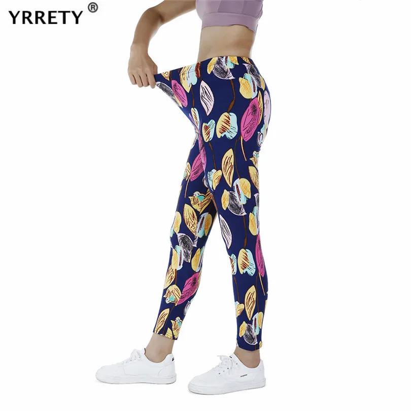 

YRRETY High Waist Leggins Hips Push Up Sports Stretch Fitness Yoga Gym Pants Golden Leaf Workout Running Autumn Solid Bottom