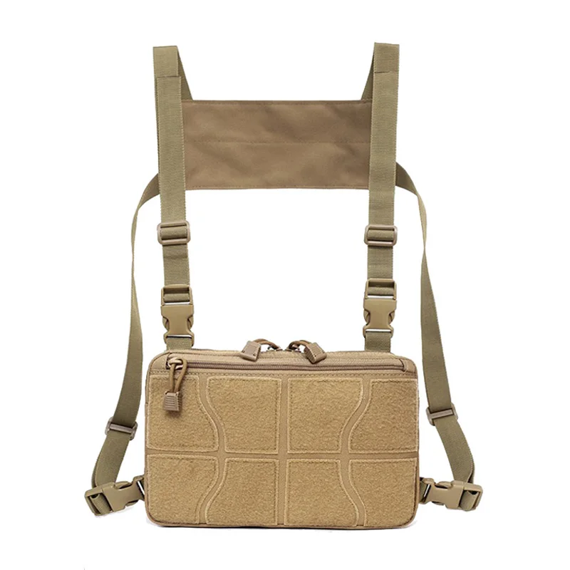 Tan Nylon Tactical Chest Bag Adjustable Military Molle Pouch Shoulder Bag Men Outdoor Sport Hunting Camping Vest Bags Waist Packs - Цвет: Tan