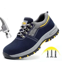 Мужская промышленная Строительная защитная обувь, дышащая безопасная защитная обувь, сетчатая Рабочая резиновая обувь с защитой от проколов