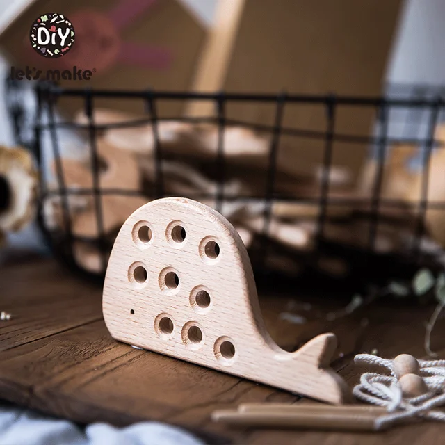 Wooden Kindergarten Mouse Threading Board Lacing Beech Wooden Sewing Toys Dinosaur Button Beaded Blocks For Boys Girls Products 6