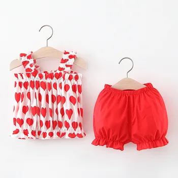 

2020 Fashion Girl Clothes Newborn Baby Suspenders T-shirt and Shorts Cute Print Kids Clothes Summer Children Clothing