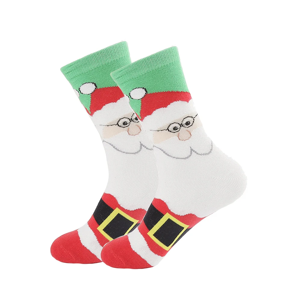 Осенне-зимние новые мягкие теплые рождественские носки из чесаного хлопка для женщин и мужчин, пара новогодних носков с изображением Санта-Клауса и елки с изображением снежного лося, подарки