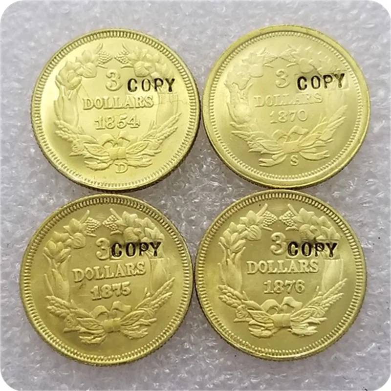 Копия золотых монет индийской принцессы 1854-D 1870-S 1875 1876 $3 | Дом и сад