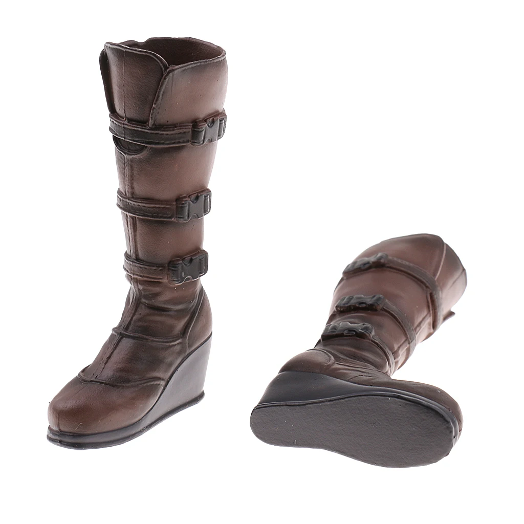 1/6 Female Cops Combat Boots Knee High Shoes for 12 inch Action Figures Accs