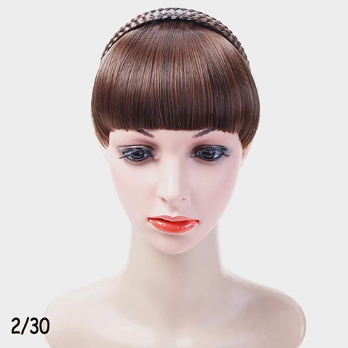 Buqi синтетические косички повязка на голову челка поддельные прямые натуральные термостойкие челки аксессуары для волос для взрослых женщин - Цвет: 2I30