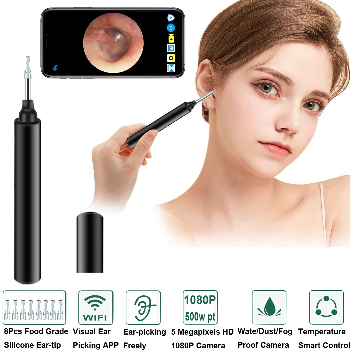 Wireless Otoscope Kit Medical Home Doctor ENT Ear Care Endoscope LED
