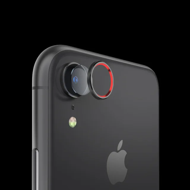 Камера металлическое кольцо Стекло протектор для iphone XR закаленные линзы пленка+ задняя крышка чехол Защита экрана для iphone XR аксессуары - Цвет: black red glass