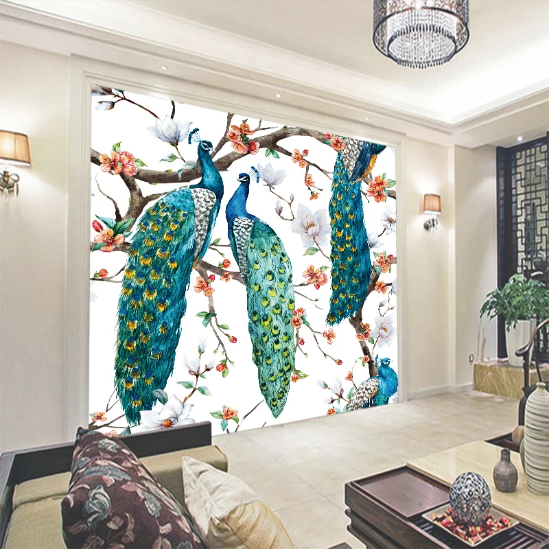 Creative-Animal-Peacocks-Stand-tree-PVC-Poster-Canvas-Art-Paintings-Wall-Living-Room-Bedroom-Home-Decoration (2)