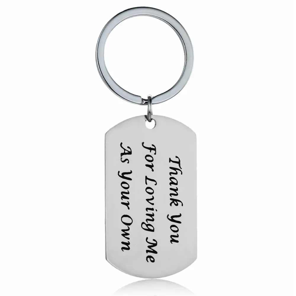 12PC Thank You For Loving Me As Your Own Keyring Stainless Steel Dog Tag Charm Pendant Keychain Dad Mom Stepparent Gifts Jewelry |