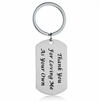 

12PC Thank You For Loving Me As Your Own Keyring Stainless Steel Dog Tag Charm Pendant Keychain Dad Mom Stepparent Gifts Jewelry