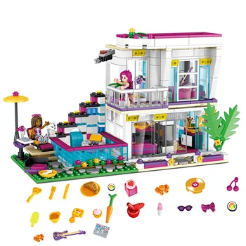 

New 599PCS Girl Friends Series Pop Star House Building Blocks Andrea Mini-doll Figures Toy Compatible with