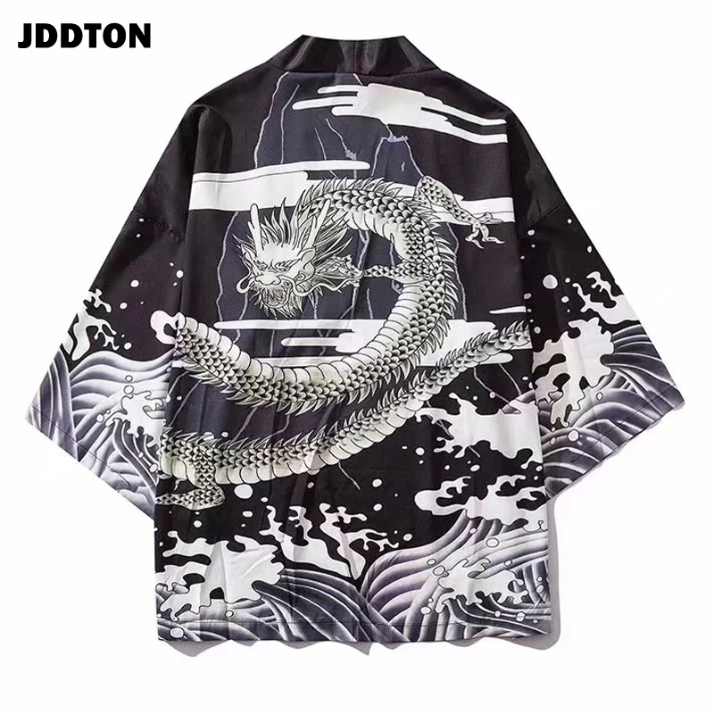 JDDTON Men Kimono Fashion Cardigan Jacket Traditional Japanese Yukata Thin Outerwear Haori Coat Loose Casual Male Overcoat JE016 mens black puffer jacket
