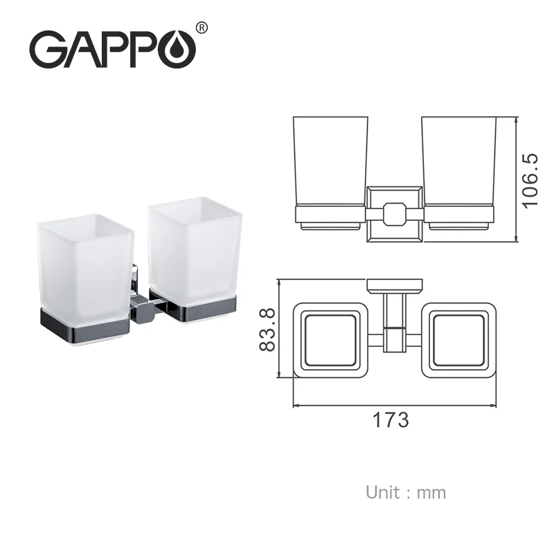 GAPPO Wall-mount Cup Tumbler Holders Double Toothbrush Tooth cup holder cups Bathroom Accessories bath hardware set G3806/G3808