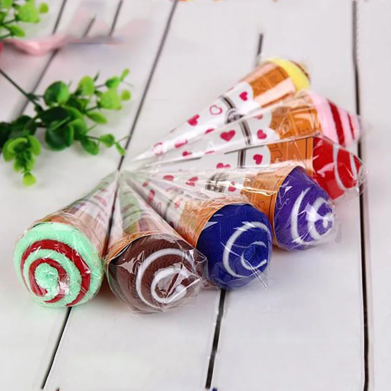 cotton double Полотенце для мороженого, торта, полотенце на День святого Валентина, креативный подарок на день рождения, свадьбу, подарок для мороженого, конус, цвет Randam - Цвет: cotton double