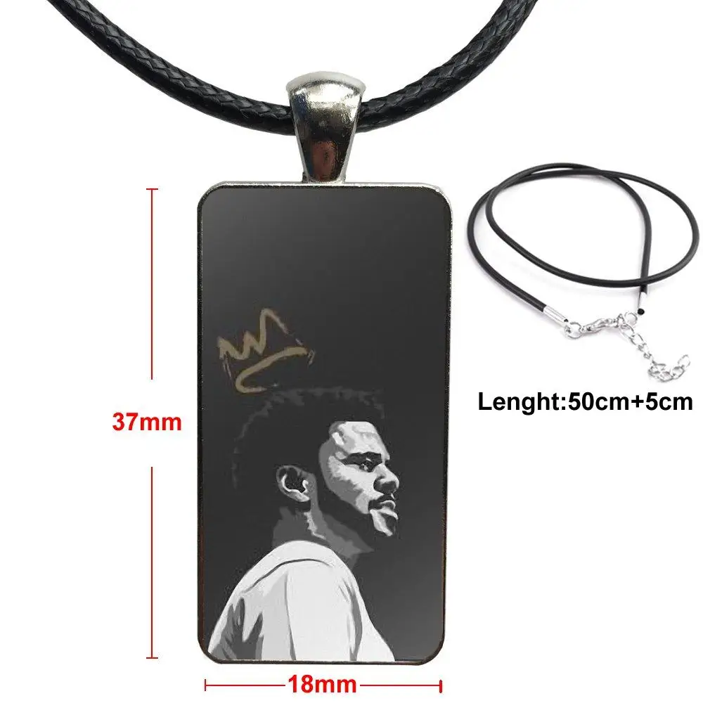 as picture Born Singer J. Cole для женщин вечерние подарок стеклянный кулон ожерелье ручной работы половина кулон прямоугольное ожерелье - Окраска металла: as picture