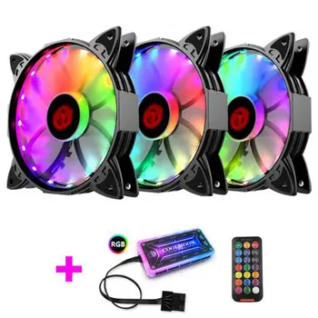 

12CM CPU Fan Cooler RGB Adjust LED 12V 6Pin Quiet IR Remote Computer Cooler Cooling RGB Fall Fan Computer Modification