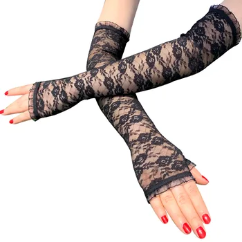 

Long half-finger lace gloves ladies summer sun protection sleeves driving riding UV protection sunshade leaky finger gloves