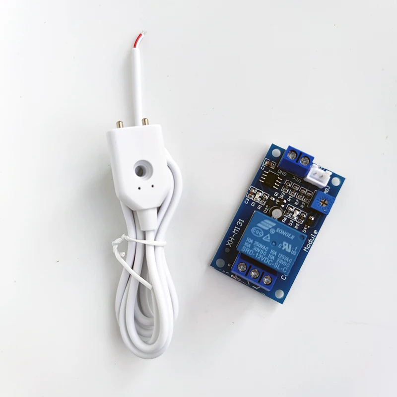 12V Water Leakage Detection Device Water Detect Relay Module Circuit Board with Water Leakage Sensing Wire One Meter Long