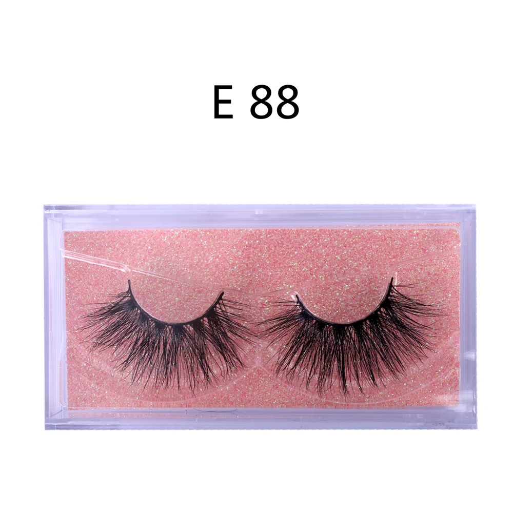 WOWANGEL 1 Pair Box Long Cross 25mm High Cruelty Mink Makeup Natural 3D Fake Natural False Eyelashes E88