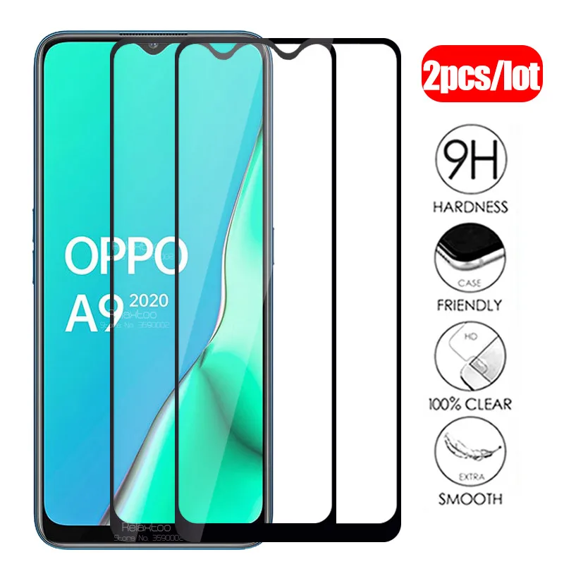 2pcs Full cover protective glass For oppo a9 2020 tempered glas screen protector a5 a 5 9 a92020 a52020 armor Film | Мобильные