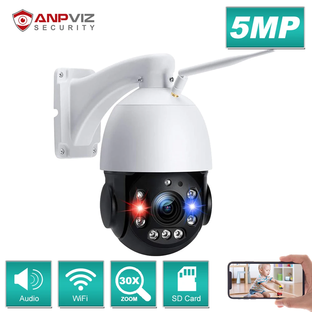 IP-камера Anpviz уличная 5 МП Wi-Fi PTZ 30-кратный зум 4 7-94 мм скорость 150 м ИК Onvif купольная