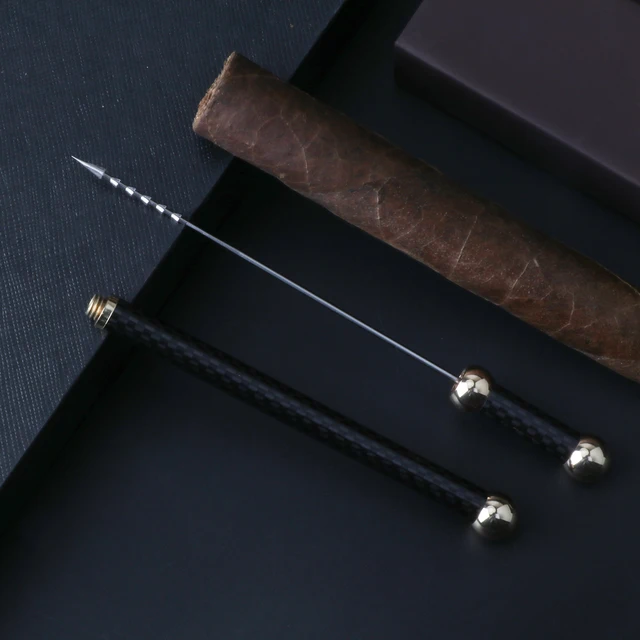 Perfect Cigar Draw Enhancer Tool Stainless Steel Needle Drilled Burr Dredge Hole Punch Portable Carbon Fiber Smoking Accessories - Image 5