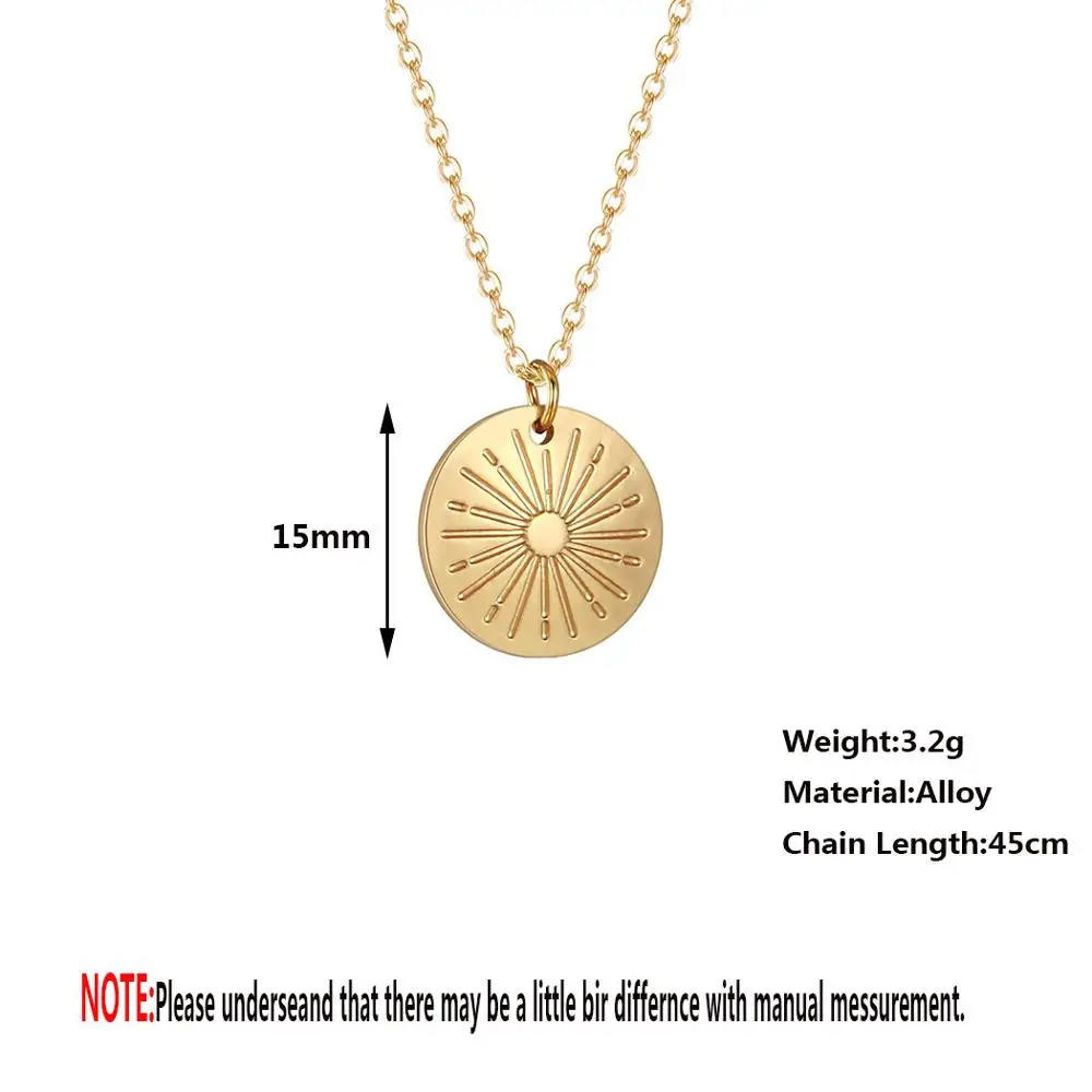 Chandler Personality Sun Necklace Geometry Disco Neck Collar Stainless Steel Minimalist Bling Solar Colier Wholesale