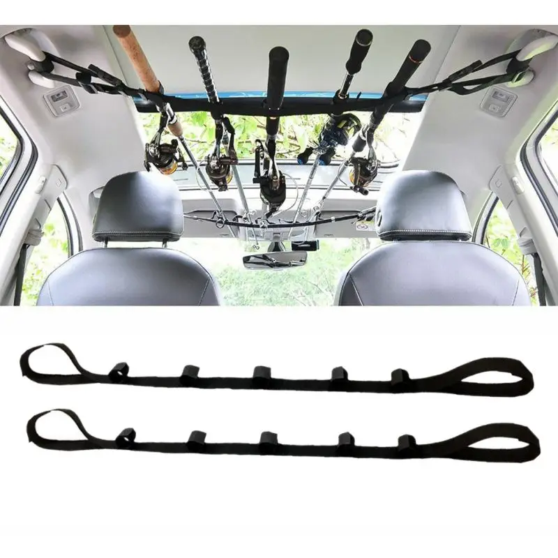 

1pair Fishing Rod Car Bracket With Support Belt With Bracket System Fishing Car Interior Kidnapping Fishing Tools