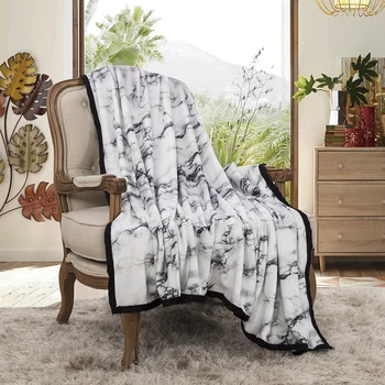 

White Black Marble Blanket Throw For Sofa Home Couch Bedding Plush Throw Sofa Noble Kids Girls Gift 150x200cm