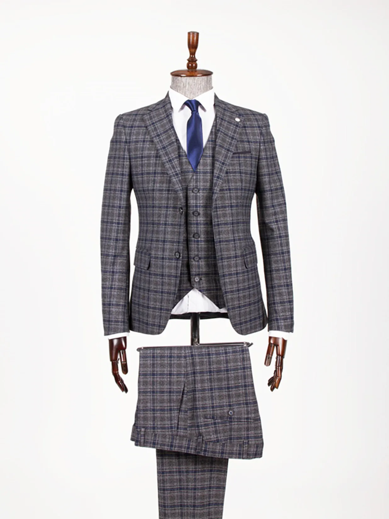 Мужской Клетчатый костюм из 3 предметов классический блейзер куртка жилет под