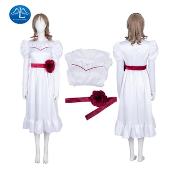 

Halloween Girl Halloween Dress Doll Annabelle Cosplay Costume for Women Kids Adult Halloween Horror Movie Costume Free Delivery