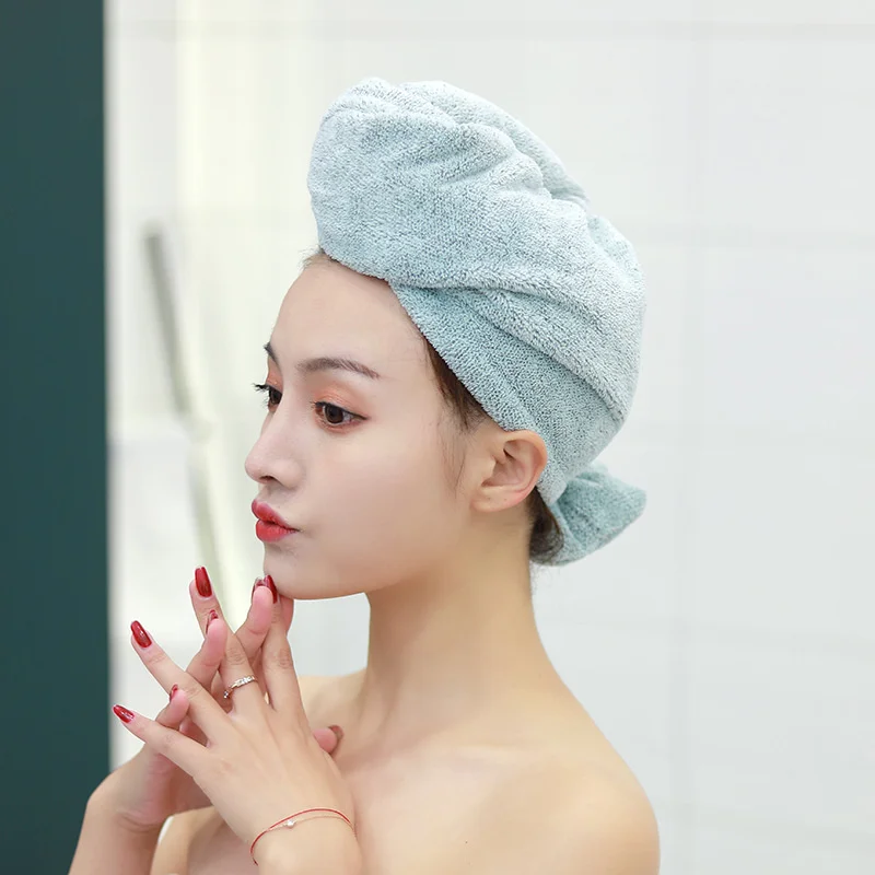 Eco-friendly Super Absorbent Hair Towel Soft Bath Head Turban Wrap Quick Dry Shower Hair Towels Hat For Drying Hair Women Girls