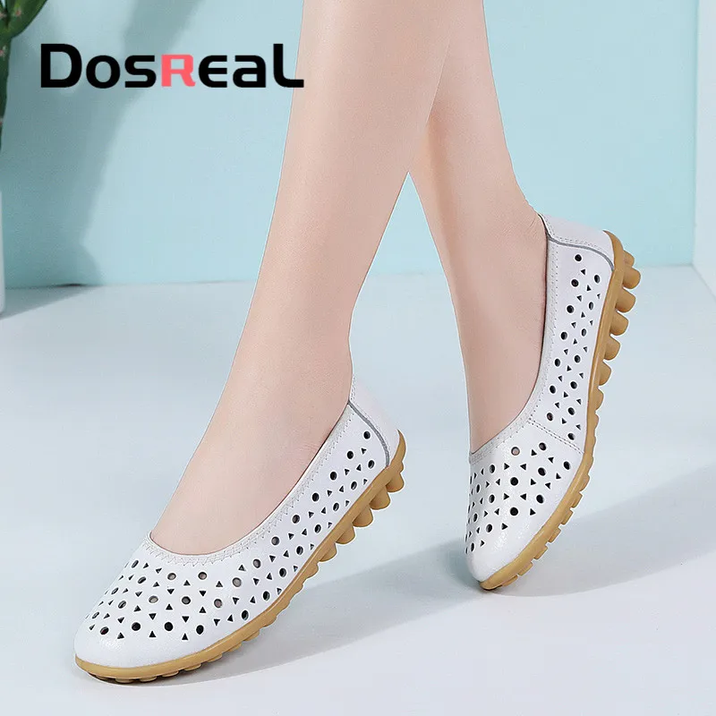 

Dosreal Women Summer Flats Shoes With Hole Breathable Casual Shoes Loafers For Females Comfort Fashion Shoes Mother Ballet Flats