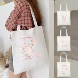 Trendy Simple Ladies Handbags English Letters Casual Outing Shopping Shoulder Bags High Quality Canvas Eco-friendly Storage Bag