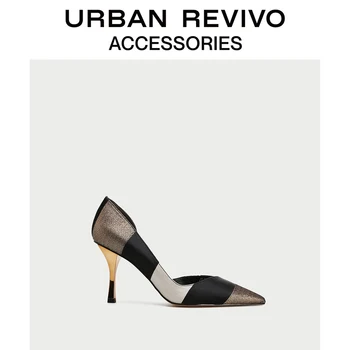 

UR Spring New Women Youth Shoes Colour Block Printed Lined Stiletto Heel Rubber Sole Shoes AP02SS1E2001