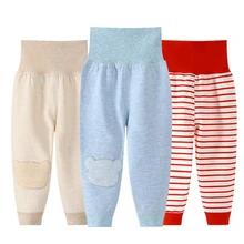 От 1 до 5 лет Высокая талия детские брюки хлопковые детские Легинсы для маленьких девочек штаны в полоску, детские штаны, детские штаны детская одежда; сезон осень