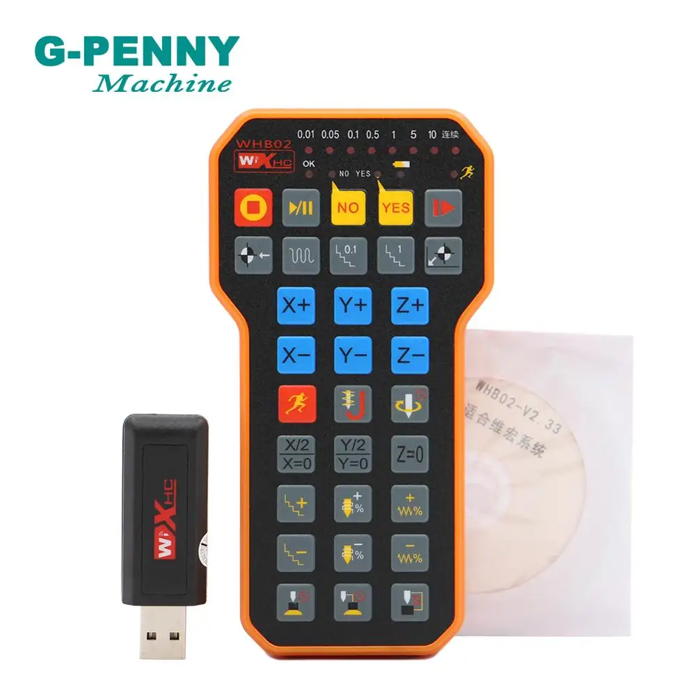 CNC 3 Axis NC Studio Controller USB Wireless Handwheel WHB02 Weihong Remote MPG Handle wheel For CNC Router Engraving Machine CNC Handwheel