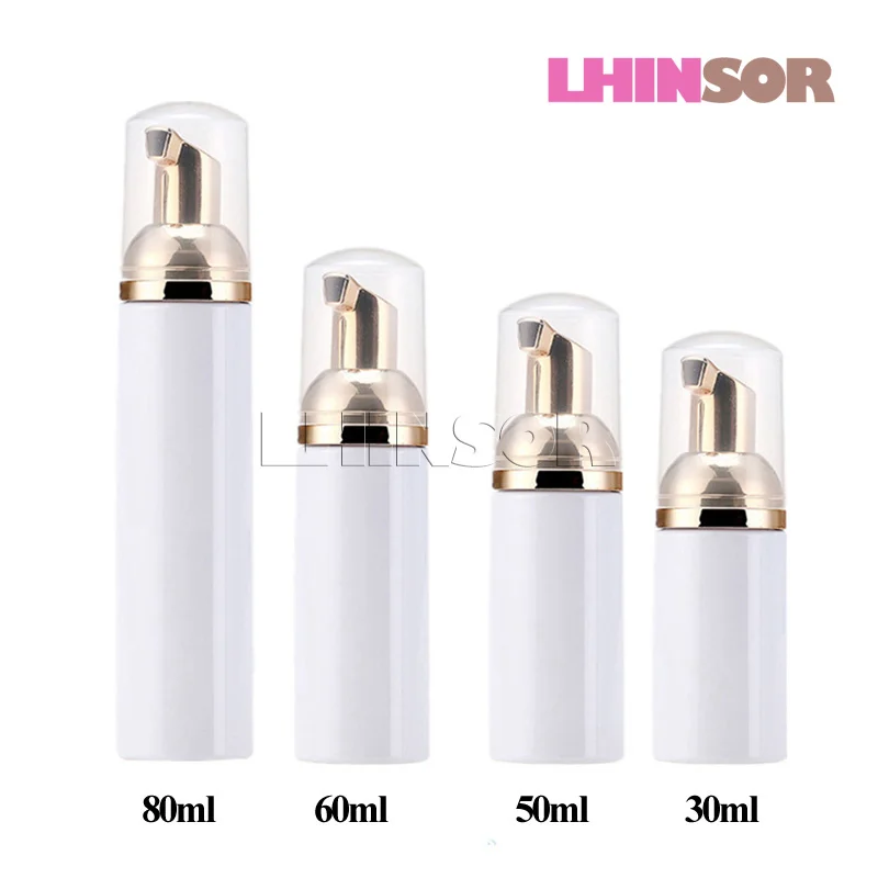 

10pcs/lot 30ml 50ml 60ml 80ml Plastic Foaming Bottle Soap Mousses Liquid Shampoo Lotion Bottling Foam Bottles With Gold Pump