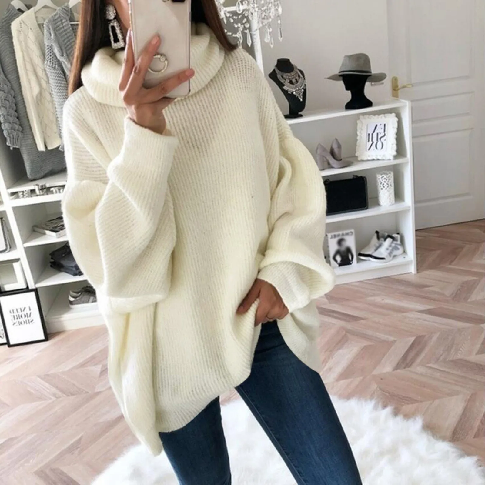 4# Women Sweater Pullovers Pull Femme Hiver Solid Casual O neck Shoulder Pocket Knitted Sweater Knitwear Top Winter Clothes