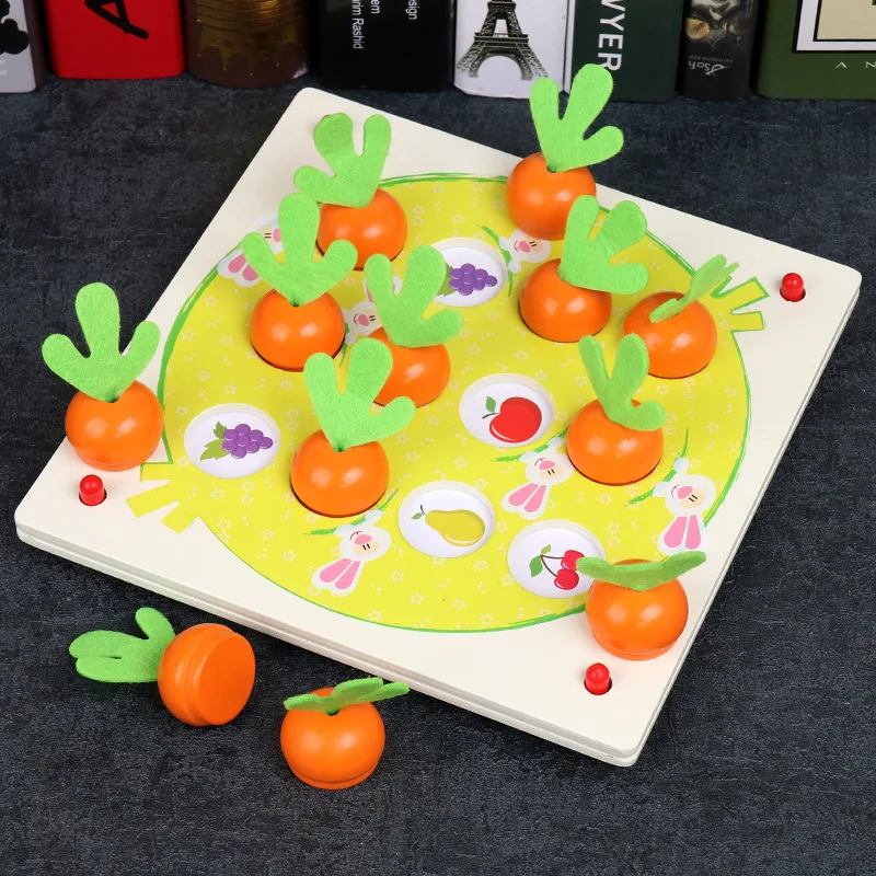 

Children Early Childhood Educational Force Pulling Radishes ji yi qi Focus Training Matching Wooden Toy