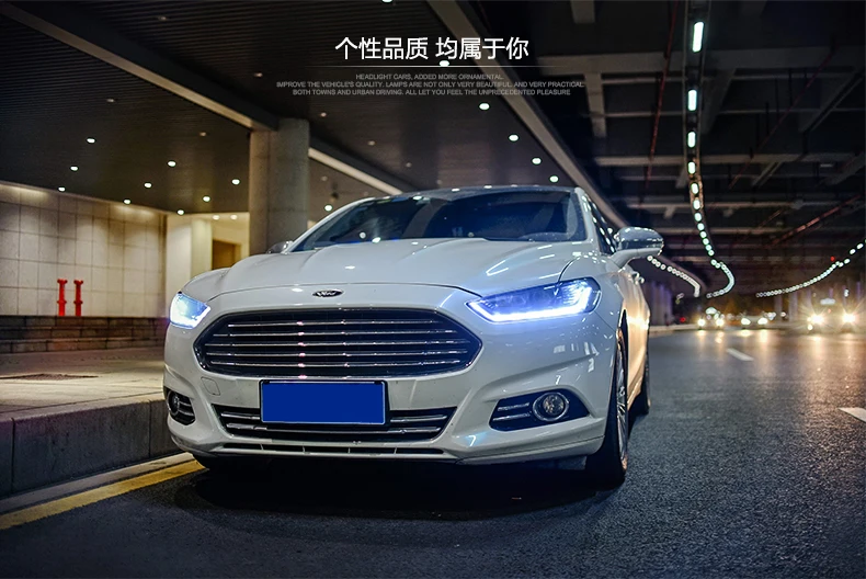 Автомобильный Стильный чехол на голову для Ford Mondeo для Fusion 2013, светодиодный налобный фонарь, DRL, двойной луч, объектив, биксенон, HID